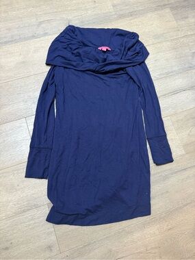 Lilly Pulitzer Navy Off-Shoulder Long Sleeve Tunic Dress